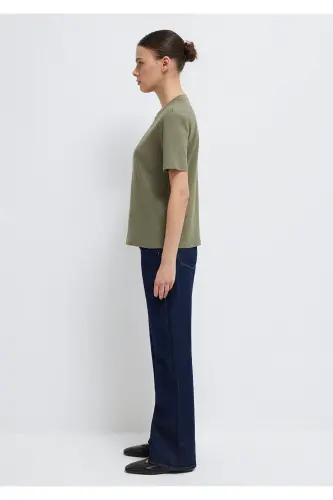 Yeşil Basic Tişört Semi Slim Fit / Yarı Dar Kesim 1612916-86961-Yeşil - 4