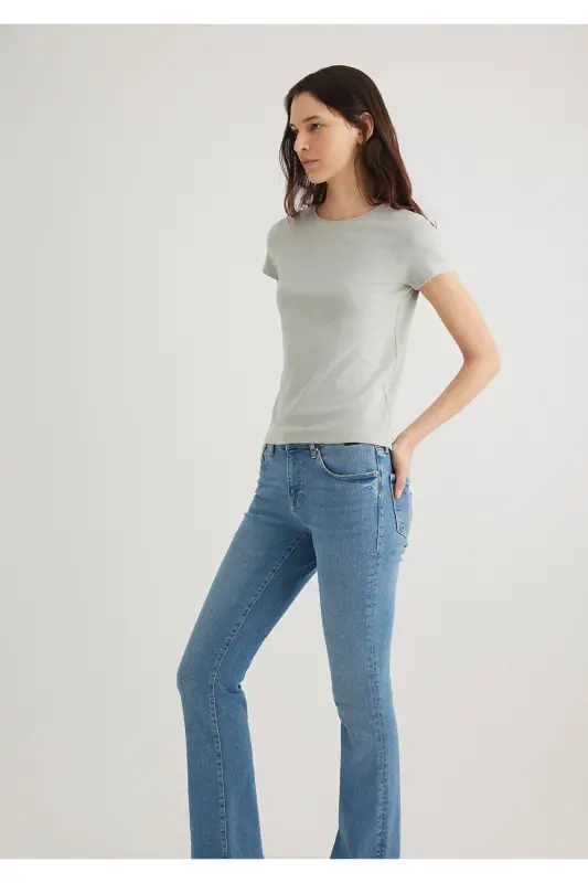 Yeşil Basic Tişört Slim Fit / Dar Kesim 1612904-70084 - Gri-70084 - 3