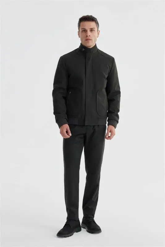 Yeşil Comfort Fit Dik Yaka Casual Mont - JAKAMEN