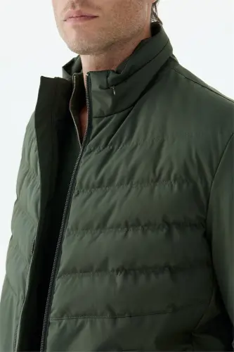 Yeşil Comfort Fit Dik Yaka Spor Mont Mont - 5