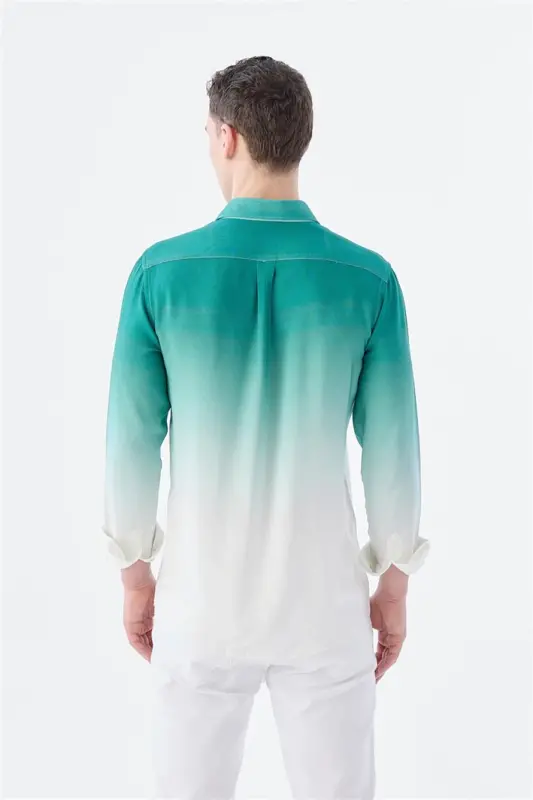 Yeşil Comfort Fit Düğmeli Yaka Kolay Ütülenebilir Gömlek - 3