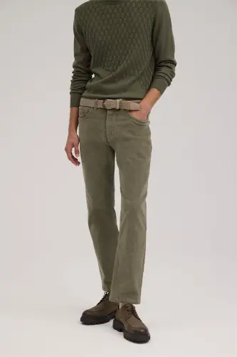 Yeşil Comfort Fit Kadife Spor Pantolon - 2