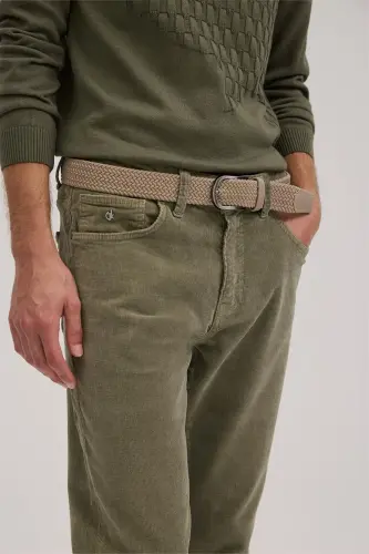 Yeşil Comfort Fit Kadife Spor Pantolon - 3