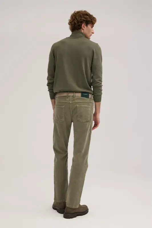 Yeşil Comfort Fit Kadife Spor Pantolon - 4