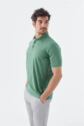 Yeşil Düğme Detaylı Slim Fit Polo Yaka T-Shirt - 2