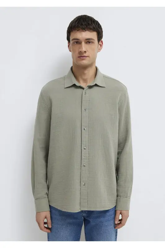 Yeşil Gömlek Regular Fit / Normal Kesim 0211518-71484-Yeşil - 4