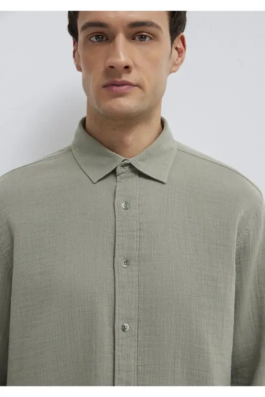Yeşil Gömlek Regular Fit / Normal Kesim 0211518-71484-Yeşil - 6