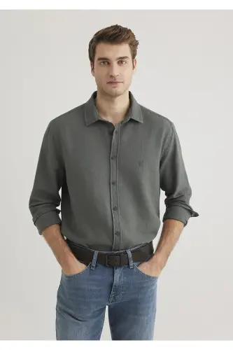 Yeşil Gömlek Slim Fit / Dar Kesim 0211461-71598 - Yeşil-71598 - 3