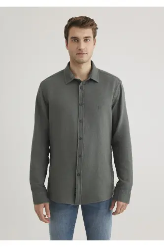 Yeşil Gömlek Slim Fit / Dar Kesim 0211461-71598 - Yeşil-71598 - 4