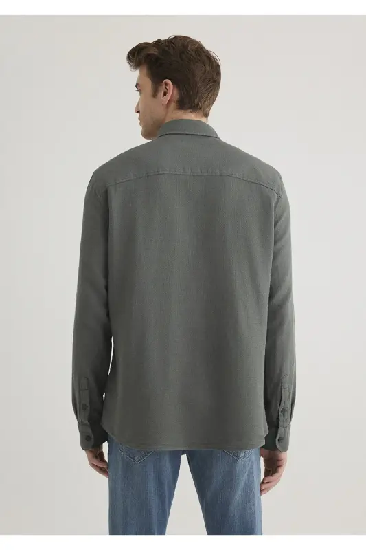 Yeşil Gömlek Slim Fit / Dar Kesim 0211461-71598 - Yeşil-71598 - 5
