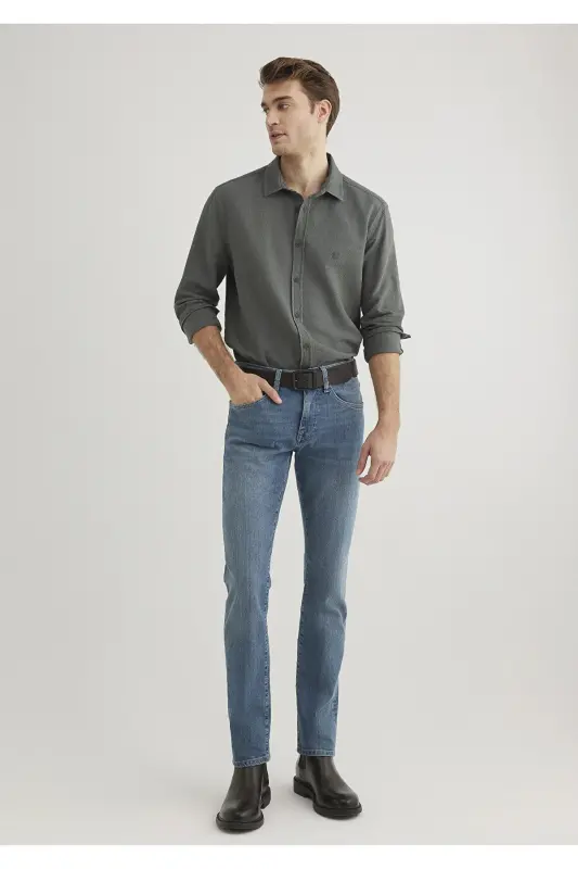 Yeşil Gömlek Slim Fit / Dar Kesim 0211461-71598 - Yeşil-71598 - MAVI
