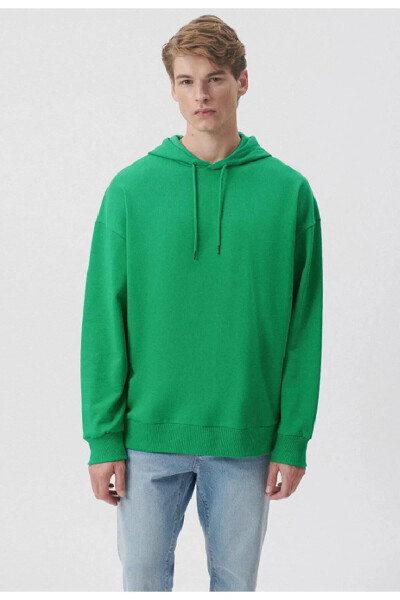 Erkek Kapüşonlu Sweatshırt M0610062 Yeşil - Yeşil - 3