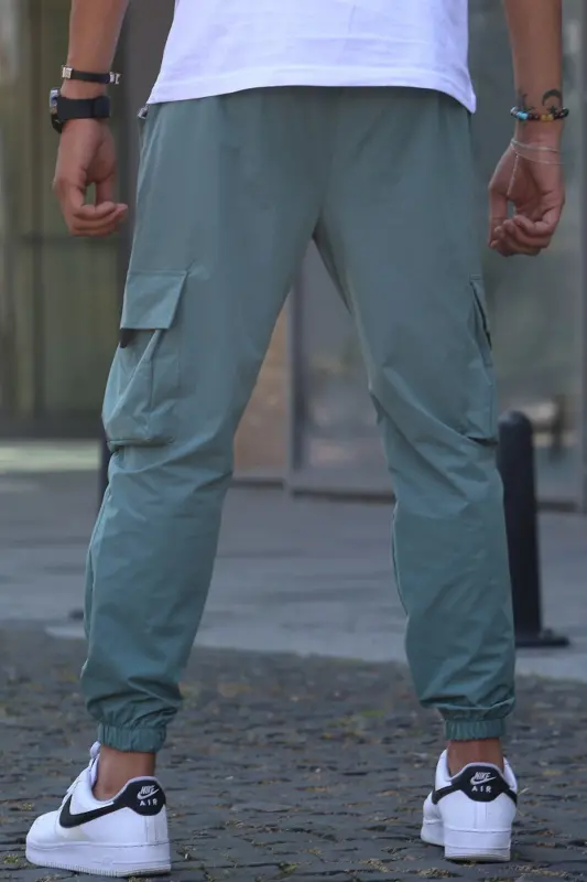 Yeşil Kargo Cep Erkek Jogger Pantolon 5461-Yeşil - 3