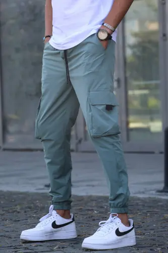 Yeşil Kargo Cep Erkek Jogger Pantolon 5461-Yeşil - MADMEXT (1)