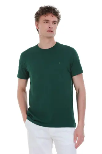 Yeşil Regular Fit 100% Pamuk Bisiklet Yaka Tişört - Yeşil-03 