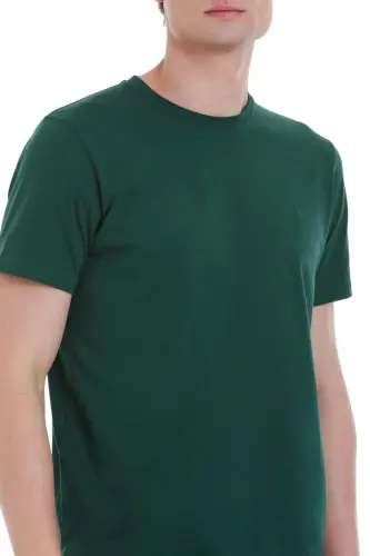 Yeşil Regular Fit 100% Pamuk Bisiklet Yaka Tişört - Yeşil-03 - 4