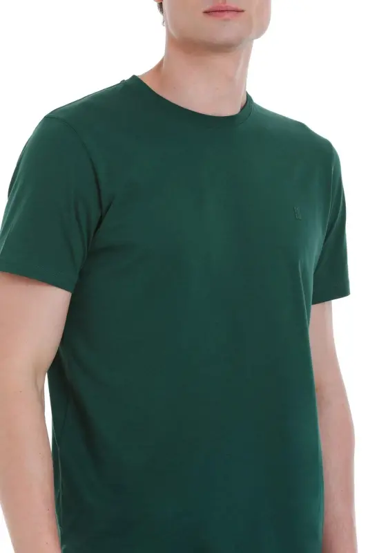 Yeşil Regular Fit 100% Pamuk Bisiklet Yaka Tişört - Yeşil-03 - 4