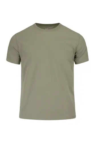 Yeşil Regular Fit Bisiklet Yaka 100 Pamuk Tişört - Vetiver Yeşil - HATEMOĞLU (1)