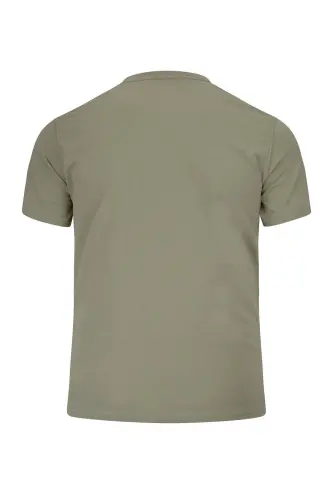 Yeşil Regular Fit Bisiklet Yaka 100 Pamuk Tişört - Vetiver Yeşil - 4