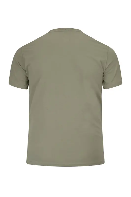 Yeşil Regular Fit Bisiklet Yaka 100 Pamuk Tişört - Vetiver Yeşil - 4