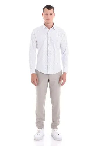 Yeşil Slim Fit Baskılı Pamuklu Uzun Kollu Klasik Gömlek - Yeşil - Hatemoğlu (1)
