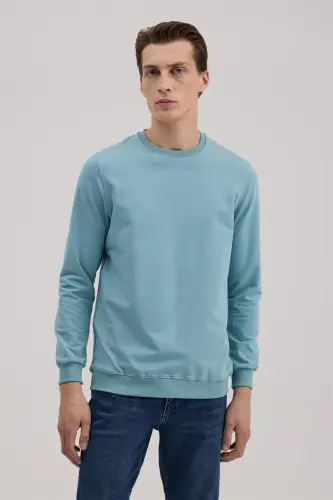 Yeşil Slim Fit Bisiklet Yaka Basic Sweatshirt - JAKAMEN (1)