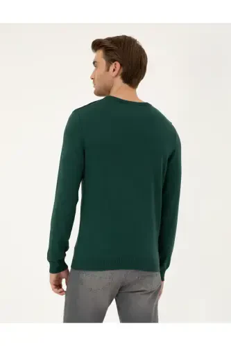 Yeşil Slim Fit Bisiklet Yaka Basic Triko Kazak 50296575-VR054-Yeşil - 5