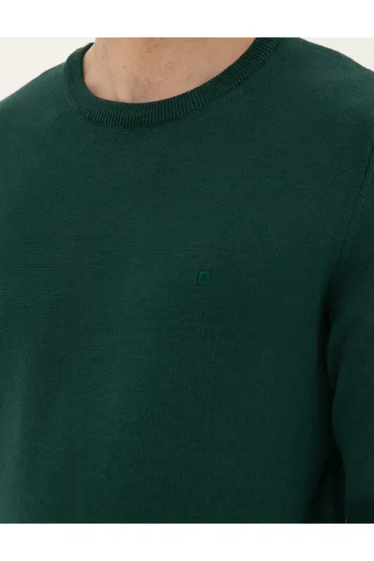 Yeşil Slim Fit Bisiklet Yaka Basic Triko Kazak 50296575-VR054-Yeşil - 7