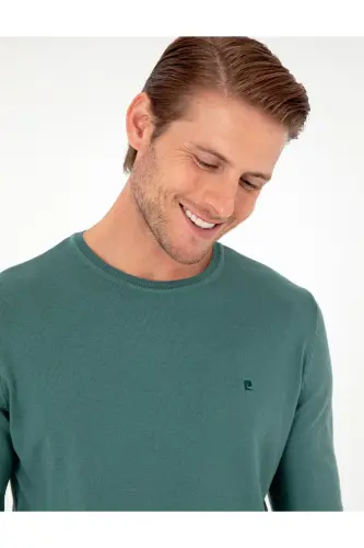 Yeşil Slim Fit Bisiklet Yaka Basic Triko Kazak 50296621-VR054 - Yeşil - Pierre Cardin (1)