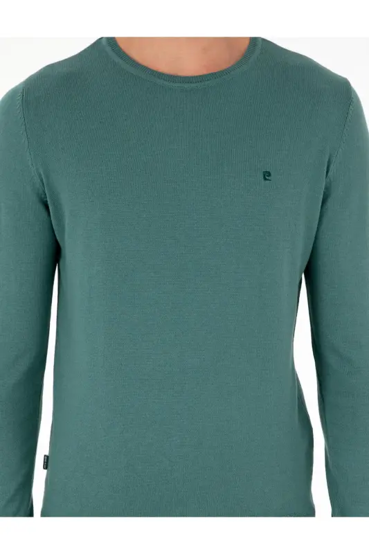 Yeşil Slim Fit Bisiklet Yaka Basic Triko Kazak 50296621-VR054 - Yeşil - 6