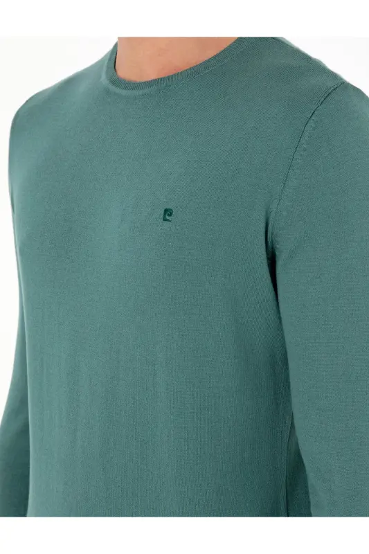 Yeşil Slim Fit Bisiklet Yaka Basic Triko Kazak 50296621-VR054 - Yeşil - 7