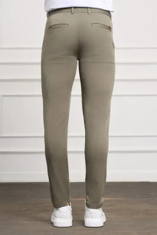 Yeşil Slim Fit Dar Kesim Chino Yan Cep Erkek Pantolon - 3