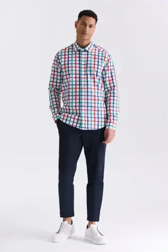 Yeşil Slim Fit Yaka Düğmeli Gömlek - Modazone (1)