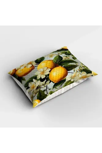 Yeşil Yapraklı Limonlu Desenli Baskılı Tek Kişilik ve Çocuk Pike Takımı-Desen - 2