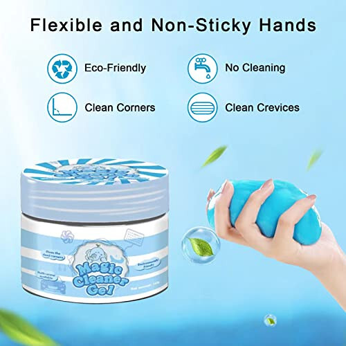 Yesrock 2-in-1 (Car Cleaning Gel for Car Detailing) and (2 Pack of 2.8-inch Car Coasters for Cup Holders) Automotive Dust Cleaning Putty Car Slime for Cleaning Car Interior, PC, Keyboard (Blue) - 3