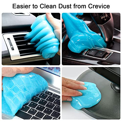 Yesrock 2-in-1 (Car Cleaning Gel for Car Detailing) and (2 Pack of 2.8-inch Car Coasters for Cup Holders) Automotive Dust Cleaning Putty Car Slime for Cleaning Car Interior, PC, Keyboard (Blue) - 4