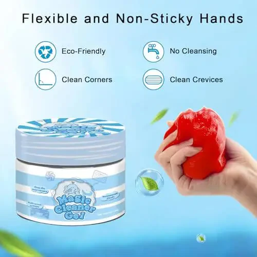 Yesrock 2-in-1 (Car Cleaning Gel for Car Detailing) and (4 Pack of 2.8-inch Car Coasters for Cup Holders) Automotive Dust Cleaning Putty Car Slime for Cleaning Car Interior, PC, Keyboard (Rose Red) - 3