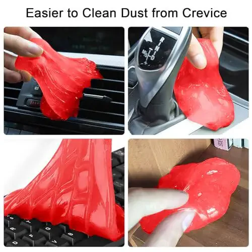 Yesrock 2-in-1 (Car Cleaning Gel for Car Detailing) and (4 Pack of 2.8-inch Car Coasters for Cup Holders) Automotive Dust Cleaning Putty Car Slime for Cleaning Car Interior, PC, Keyboard (Rose Red) - 4