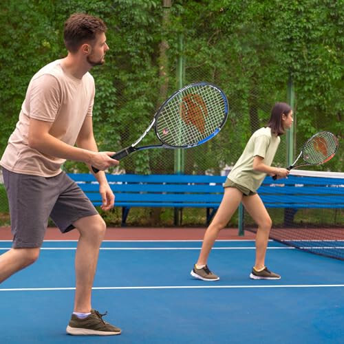 Yetişkin 2 Kişilik Tenis Raketi, Başlangıç ​​ve Profesyonel Oyuncular İçin Mükemmel, 27” Hız Tenis Raketi, Tenis Topları, Aşırı Kavrama, Tenis Çantası, Titreşim Sönümleyici, Kılıf Dahil - 6