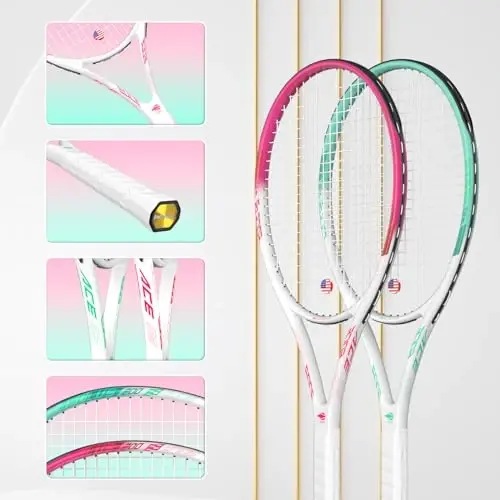 Adult 2 Player Tennis Racket Perfect for Beginner and Professional Players, 27” Speed Tennis Racquet Include Tennis Balls, Overgrips, Tennis Bag, Vibration Dampe, Cover - 3