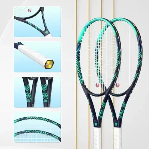 Adult 2 Player Tennis Racket Perfect for Beginner and Professional Players, 27” Speed Tennis Racquet Include Tennis Balls, Overgrips, Tennis Bag, Vibration Dampe, Cover - 3
