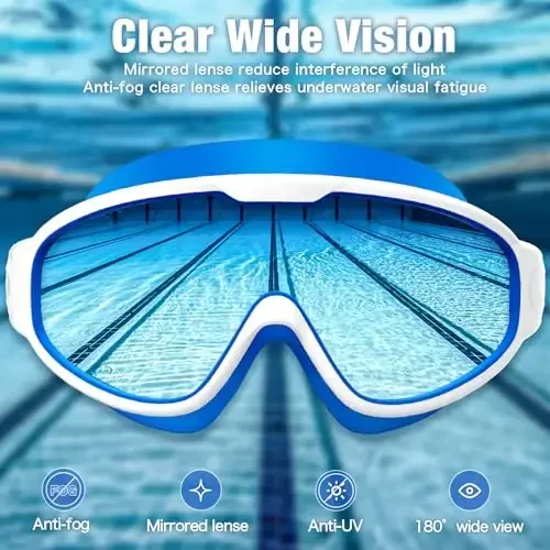 Water Space Swim Goggles 2 Pack for Adult Men Women, Anti-fog UV Protection No Leak 180° Wide View Clear Vision Pool Goggles - 3