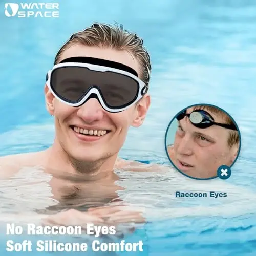 Water Space Swim Goggles 2 Pack for Adult Men Women, Anti-fog UV Protection No Leak 180° Wide View Clear Vision Pool Goggles - 2