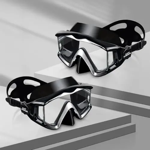 Adult Pano 3 Scuba Diving Mask, Tempered Glass Snorkel Mask Anti-Fog Swim Mask No Leakage Swim Goggles with Nose Cover Snorkeling Gear for Snorkeling, Freediving, Swimming 