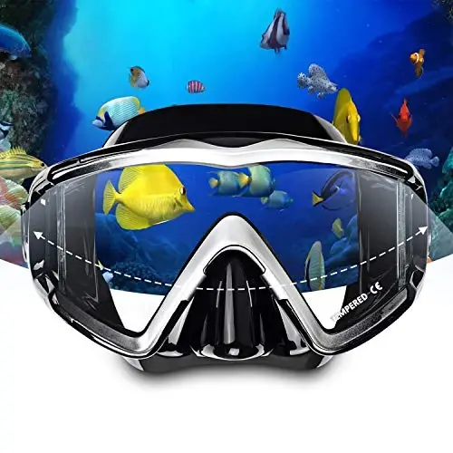 Adult Pano 3 Scuba Diving Mask, Tempered Glass Snorkel Mask Anti-Fog Swim Mask No Leakage Swim Goggles with Nose Cover Snorkeling Gear for Snorkeling, Freediving, Swimming - 2