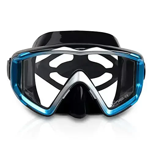 Adult Pano 3 Scuba Diving Mask, Tempered Glass Snorkel Mask Anti-Fog Swim Mask No Leakage Swim Goggles with Nose Cover Snorkeling Gear for Snorkeling, Freediving, Swimming - EXP VISION (1)