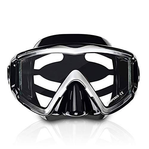 Adult Pano 3 Scuba Diving Mask, Tempered Glass Snorkel Mask Anti-Fog Swim Mask No Leakage Swim Goggles with Nose Cover Snorkeling Gear for Snorkeling, Freediving, Swimming - 2