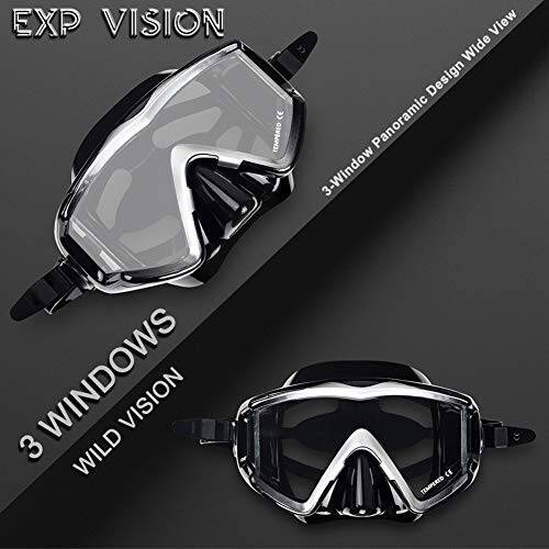 Adult Pano 3 Scuba Diving Mask, Tempered Glass Snorkel Mask Anti-Fog Swim Mask No Leakage Swim Goggles with Nose Cover Snorkeling Gear for Snorkeling, Freediving, Swimming - 4