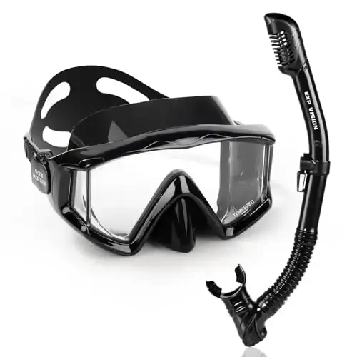 Adult Pano 3 Scuba Diving Mask, Tempered Glass Snorkel Mask Anti-Fog Swim Mask No Leakage Swim Goggles with Nose Cover Snorkeling Gear for Snorkeling, Freediving, Swimming 