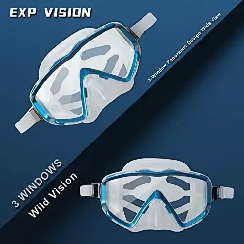 Adult Pano 3 Scuba Diving Mask, Tempered Glass Snorkel Mask Anti-Fog Swim Mask No Leakage Swim Goggles with Nose Cover Snorkeling Gear for Snorkeling, Freediving, Swimming - 4
